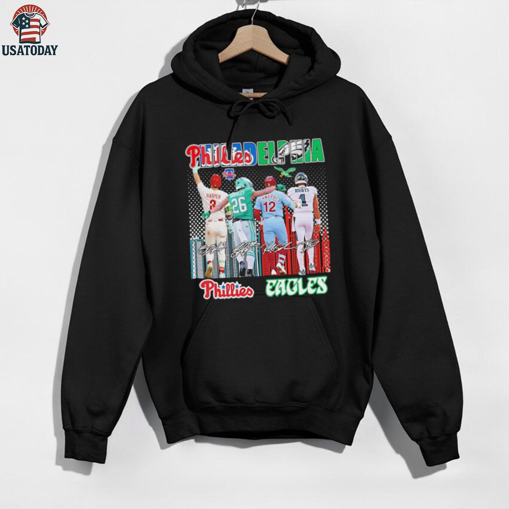 Philadelphia Phillies vs Philadelphia Eagles signatures team logo shirt Philadelphia Phillies vs Philadelphia Eagles signatures team logo shirt