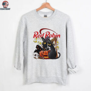 Red Robin X Black Cat Witch Halloween 2025 T shirt