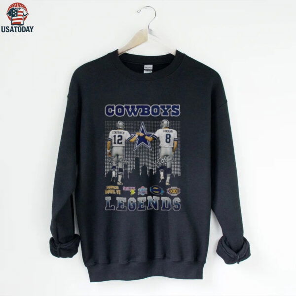 Roger Staubach Troy Aikman Dallas Cowboys Football NFL Cowboys Legends signatures shirt