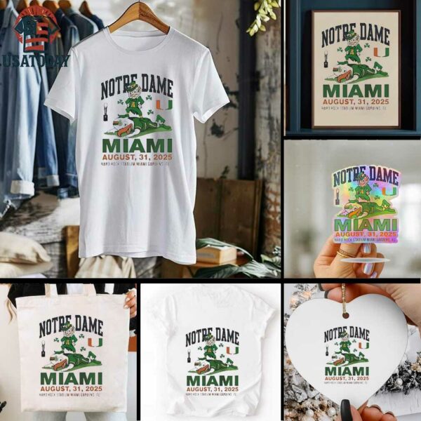 Notre Dame vs Miami Hurricanes hard rock stadium Miami gardens Fl 2025 shirt