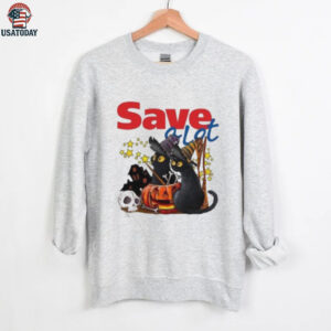 Save A Lot X Black Cat Witch Halloween 2025 T shirt