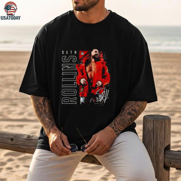 Seth Rollins celebration smile gritty shirt