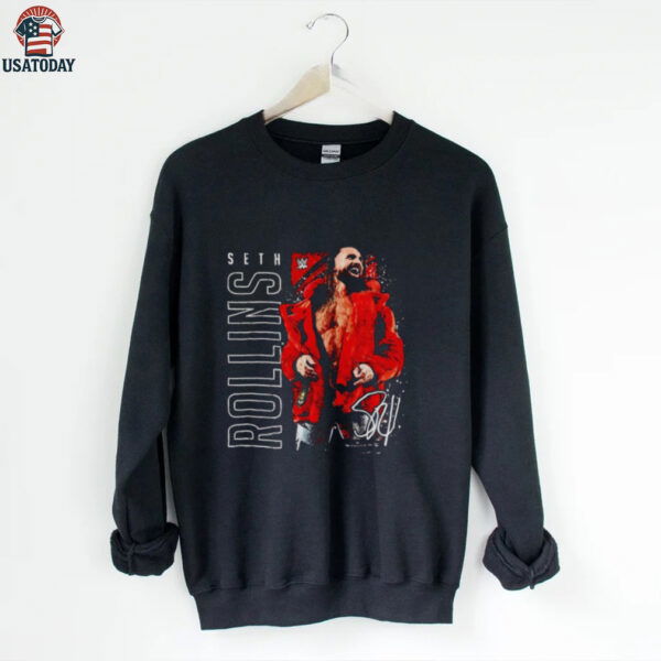 Seth Rollins celebration smile gritty shirt