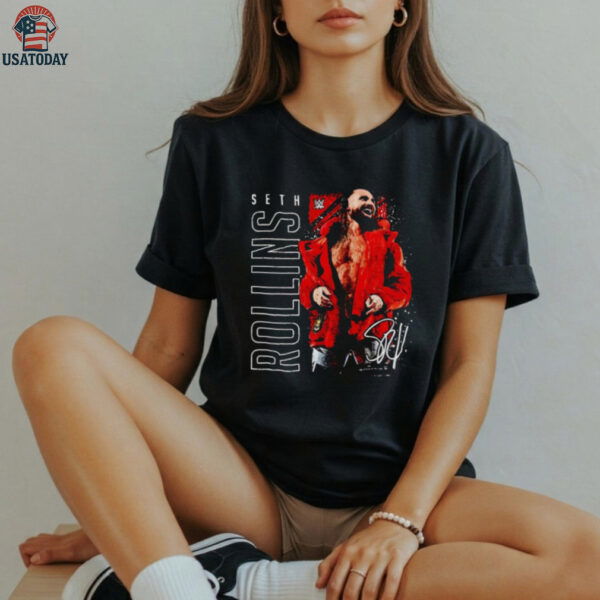 Seth Rollins celebration smile gritty shirt