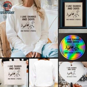 Shark I like dogs and sharks and maybe 3 people t shirt