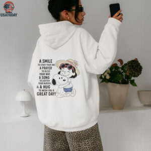 Snoopy a smile to start your day a prayer to bless your way a song to lighten your burden shirt