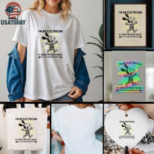 Snoopy skeleton I’m an electrician if I dance without music shut the main breaker off shirt