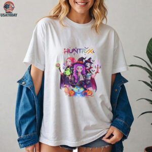 Spooky Huntrix Halloween Kpop Demon Hunters Saja Girls and Derpy Tiger shirt