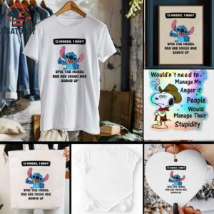 Stitch 12 moods 1 body spin the wheel and see which one shows up t shirt
