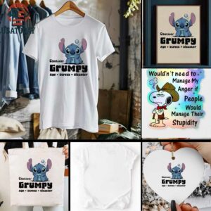 Stitch caution grumpy age stress disaster t shirt