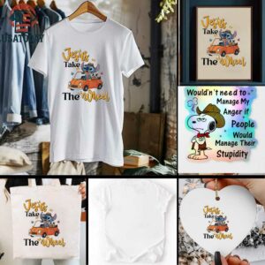 Stitch driving car Jesus take the wheel t shirt