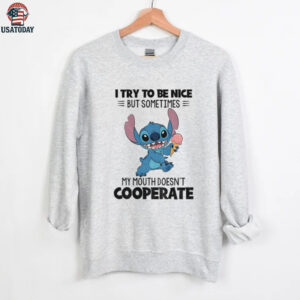Stitch holding ice cream I try to be nice but sometimes my mouth doesn’t cooperate shirt