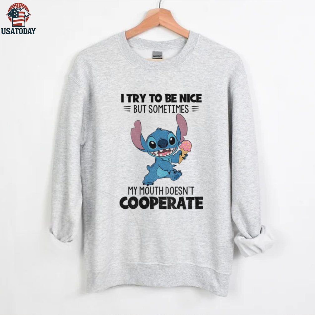 Stitch holding ice cream I try to be nice but sometimes my mouth doesn’t cooperate shirt Stitch holding ice cream I try to be nice but sometimes my mouth doesn’t cooperate shirt
