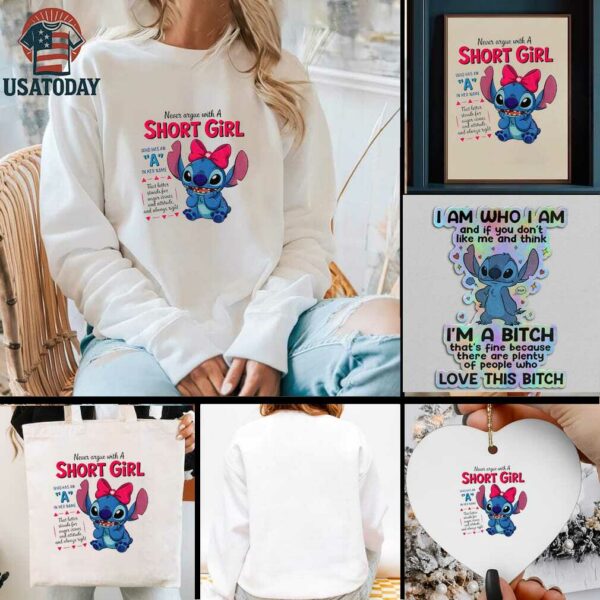 Stitch never argue with a short girl who has an a in her name that letter stands for anger issues t shirt