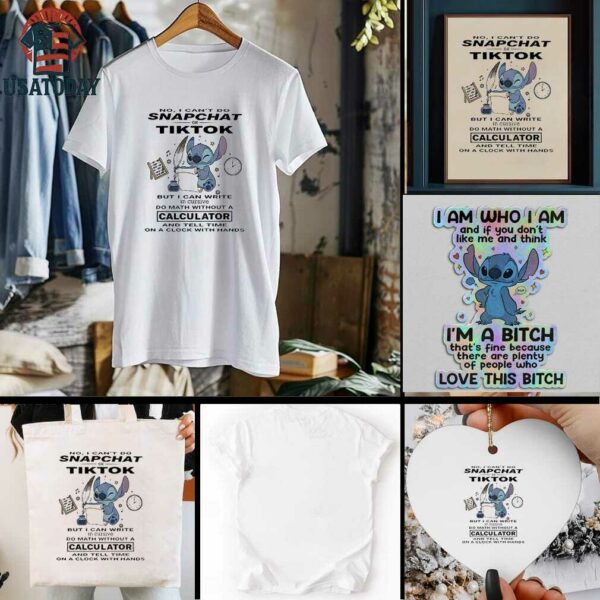 Stitch no I cant do snapchat or tiktok but I can write in cursive do math without a calculator t shirt