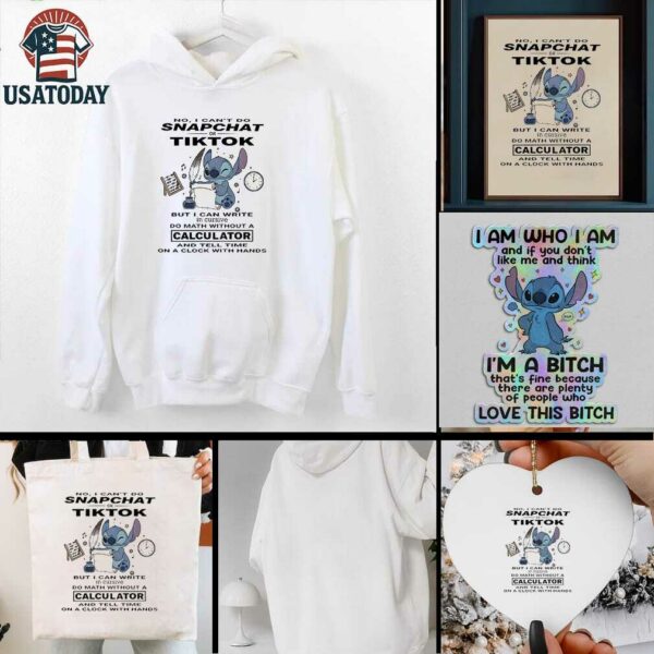 Stitch no I cant do snapchat or tiktok but I can write in cursive do math without a calculator t shirt