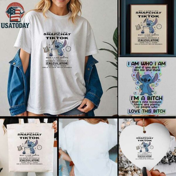Stitch no I cant do snapchat or tiktok but I can write in cursive do math without a calculator t shirt