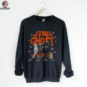 Stormtrooper Boba Fett Darth Vader and Master Yoda Abbey Road star ghost Halloween shirt