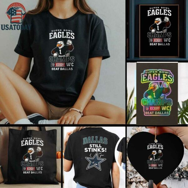 Super Bowl Philadelphia Eagles champs kickoff WC beat Dallas Cowboys still stinks mascot shirt