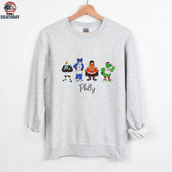 Swoop Franklin the Dog Gritty and Phillie Phanatic Philly mascot shirt