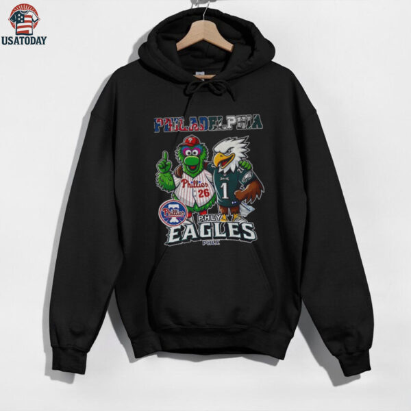 Swoop and Phanatic Philadelphia Eagles and Philadelphia Phillies mascots shirt