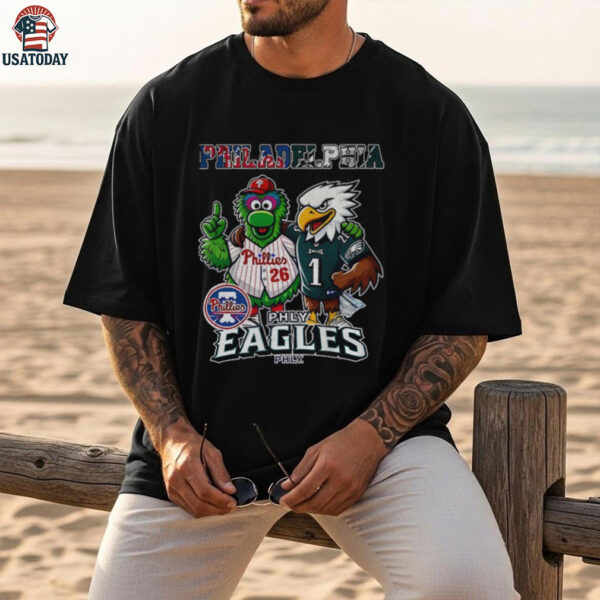 Swoop and Phanatic Philadelphia Eagles and Philadelphia Phillies mascots shirt