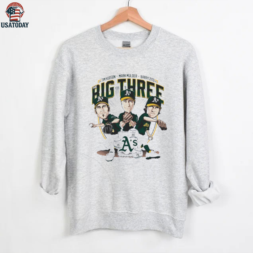 Tim Hudson Mark Mulder Barry Zito the big three Oakland Athletics baseball caricature shirt Tim Hudson Mark Mulder Barry Zito the big three Oakland Athletics baseball caricature shirt