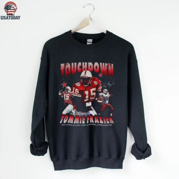Trae Taylor Nebraska QB wearing Touchdown Tommie Husker Legend Tommie Frazier shirt