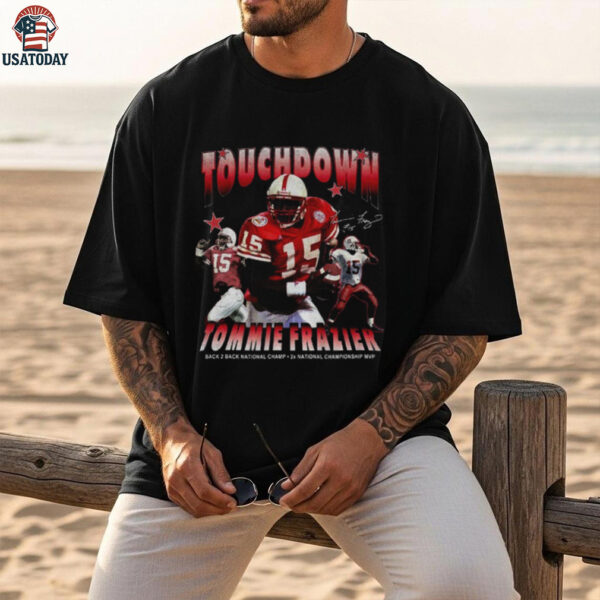 Trae Taylor Nebraska QB wearing Touchdown Tommie Husker Legend Tommie Frazier shirt
