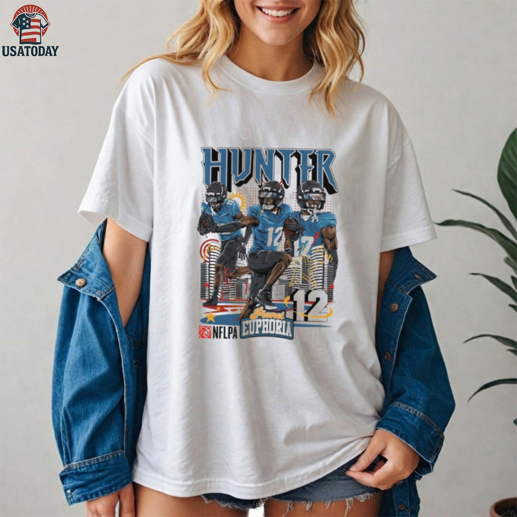 Travis Hunter 12 Jacksonville Jaguars NFLPA player graphic shirt Travis Hunter 12 Jacksonville Jaguars NFLPA player graphic shirt