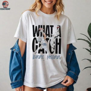 What a Catch Isaac Teslaa football player duo graphic shirt