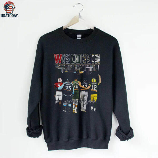 Wisconsin Sports team Skyline Jones Gravel Yelich Rodgers signature shirt
