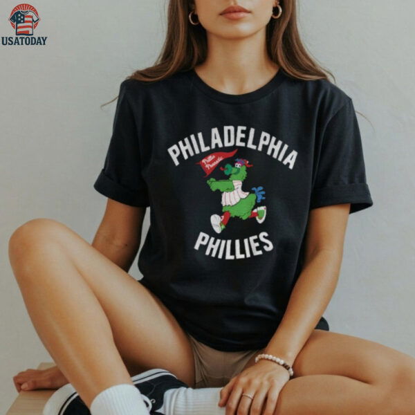 Phillie Phanatic holding Phillies flag Philadelphia Phillies MLB Baseball Champions 2025 shirt