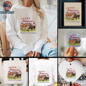 Texas Longhorns vs Arkansas Razorbacks DKR Texas Memorial stadium game day 2025 mascot football shirt