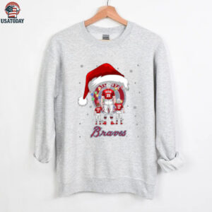 Atlanta Braves Personalized Santa Christmas Lights Shirt – Custom Name MLB Family Tee – Holiday Baseball Gift for Dad, Mom, Kids