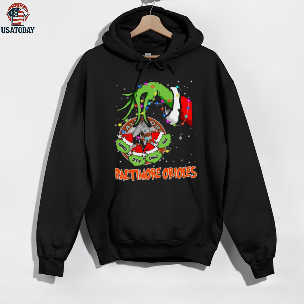 Baltimore Orioles Custom Grinch Christmas Lights Shirt – Personalized Name MLB Fan Holiday Baseball Tee Baltimore Orioles Custom Grinch Christmas Lights Shirt – Personalized Name MLB Fan Holiday Baseball Tee
