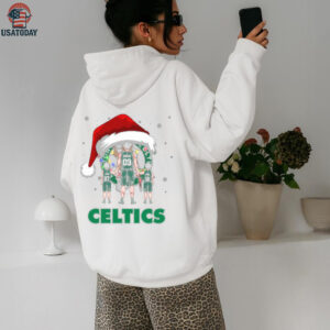 Boston Celtics Christmas Family T Shirt – Custom Name & Number NBA Fan Tee – Personalized Dad Gift for Holiday & Game Day