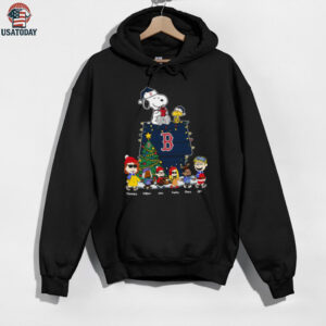 Boston Red Sox Christmas Tee – Custom Peanuts Style Personalized Shirt For Fans, Kids & Winter Baseball Cheer