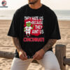 Custom Cincinnati Reds Grinch Christmas Shirt, Funny Santa Baseball Tee with Quote They Hate Us Ain’t Us, MLB Fan Gift