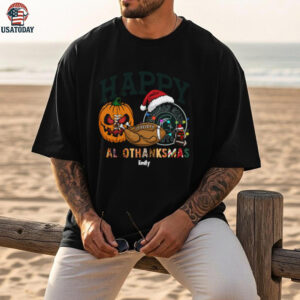 Custom Michigan State Spartans HalloThanksMas Shirt, Festive Holiday Tee with Pumpkin Football Santa Hat, NCAA Gift for Halloween Thanksgiving Christmas