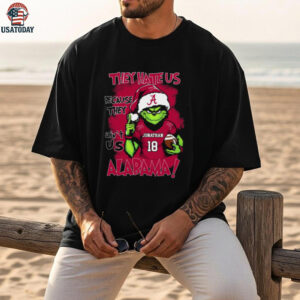 Custom Name Alabama Crimson Tide Grinch Tee – NCAA Football Christmas Shirt – Funny Gift “They Hate Us Because They Ain’t Us”