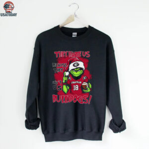 Custom Name Georgia Bulldogs Grinch Holiday T Shirt – NCAA Football Christmas Tee – Quote Gift “They Hate Us Because They Ain’t Us”