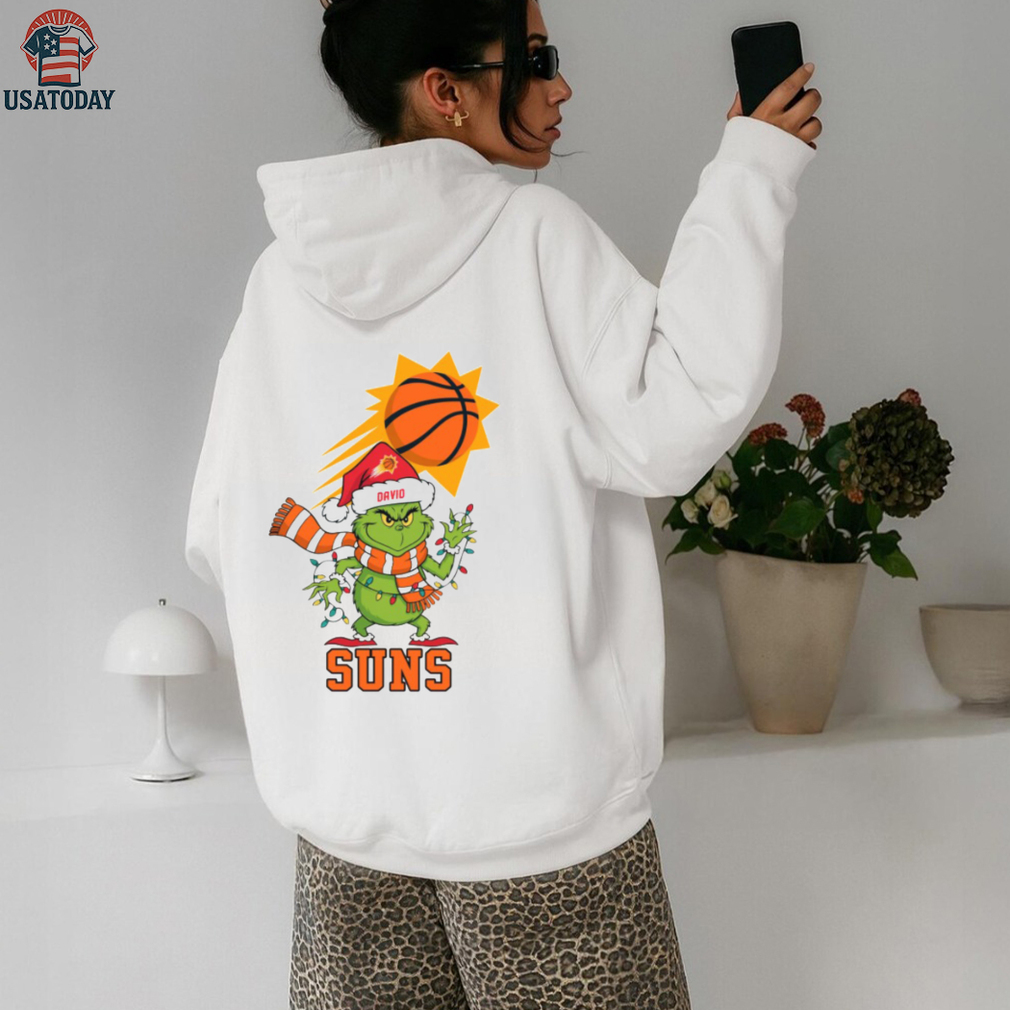 Custom Phoenix Suns Holiday Tee, Grinch Christmas Shirt with Santa Hat Lights Scarf, Funny NBA Basketball Fan Gift Custom Phoenix Suns Holiday Tee, Grinch Christmas Shirt with Santa Hat Lights Scarf, Funny NBA Basketball Fan Gift