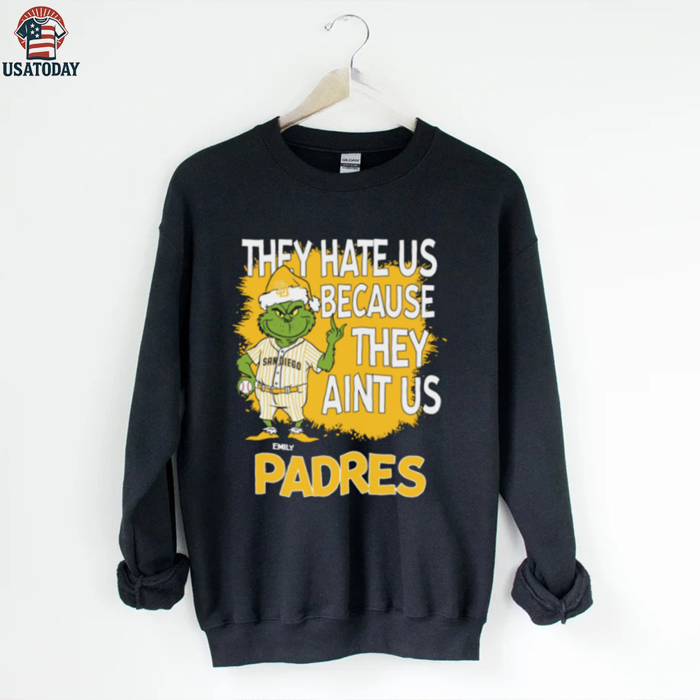 Custom San Diego Padres Grinch Christmas Shirt, Funny Santa Baseball Tee with Quote They Hate Us Ain’t Us, MLB Fan Gift Idea Custom San Diego Padres Grinch Christmas Shirt, Funny Santa Baseball Tee with Quote They Hate Us Ain’t Us, MLB Fan Gift Idea