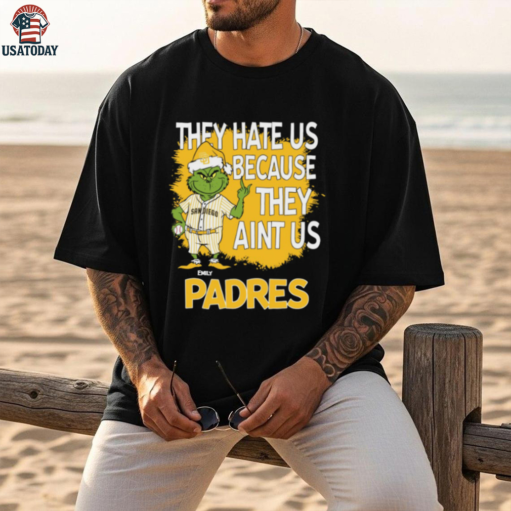 Custom San Diego Padres Grinch Christmas Shirt, Funny Santa Baseball Tee with Quote They Hate Us Ain’t Us, MLB Fan Gift Idea Custom San Diego Padres Grinch Christmas Shirt, Funny Santa Baseball Tee with Quote They Hate Us Ain’t Us, MLB Fan Gift Idea