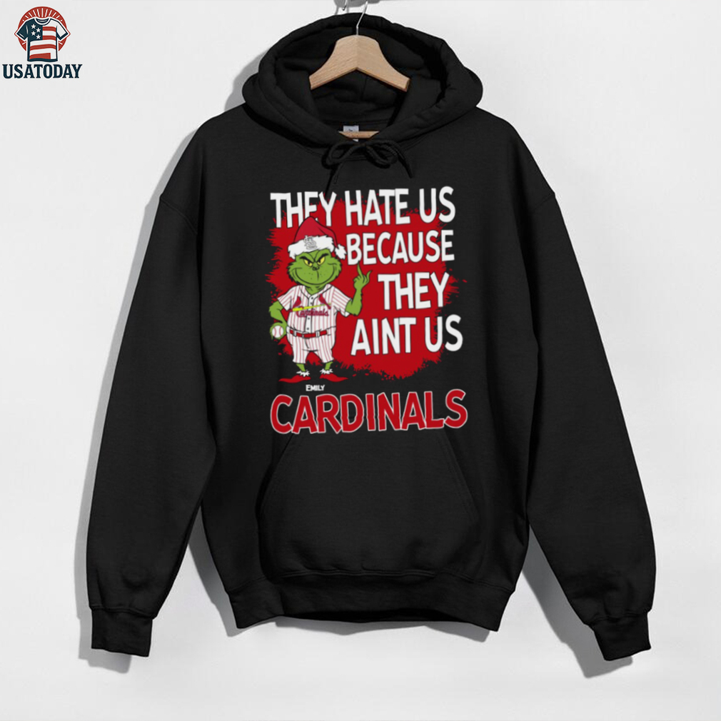 Custom St. Louis Cardinals Christmas Shirt, Funny Grinch Santa Baseball Tee with Quote They Hate Us Ain’t Us, MLB Fan Gift Custom St. Louis Cardinals Christmas Shirt, Funny Grinch Santa Baseball Tee with Quote They Hate Us Ain’t Us, MLB Fan Gift