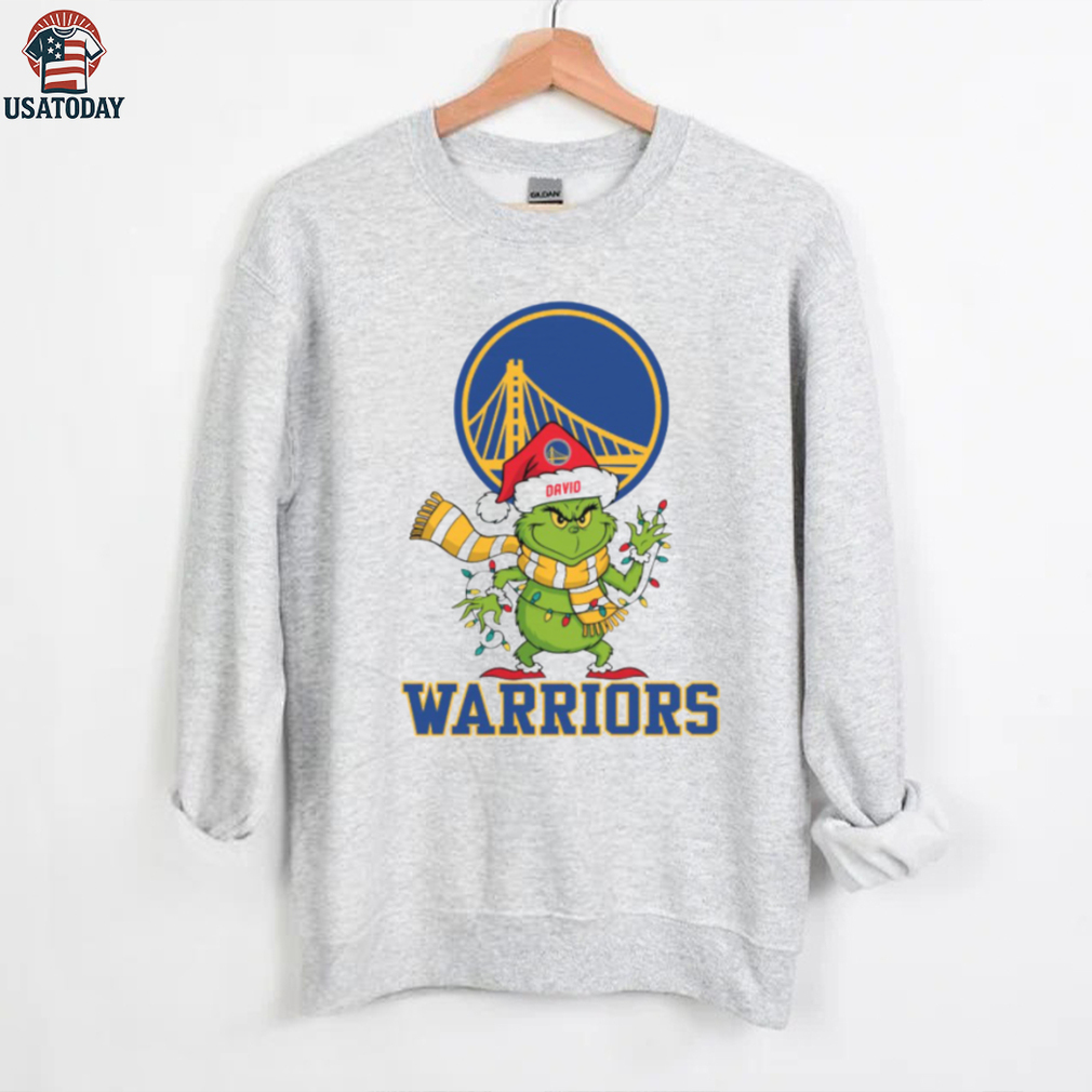 Custom Warriors Christmas Tee, Grinch Holiday Shirt with Santa Hat Lights Scarf, Funny NBA Basketball Fan Gift Custom Warriors Christmas Tee, Grinch Holiday Shirt with Santa Hat Lights Scarf, Funny NBA Basketball Fan Gift