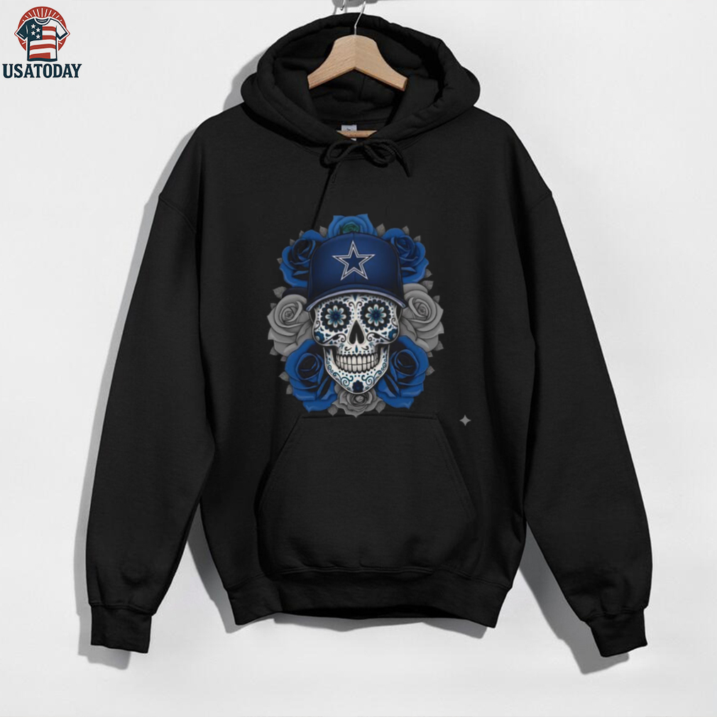 Dallas Cowboys Sugar Skull Cap & Roses T Shirt Dallas Cowboys Sugar Skull Cap & Roses T Shirt