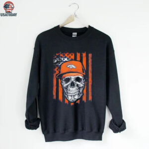 Denver Broncos Football Skull Flag T Shirt