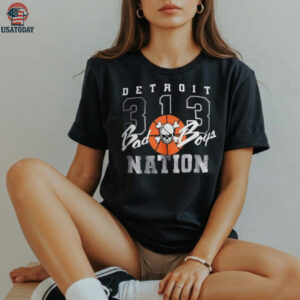 Detroit Pistons Black 313 Nation Detroit Bad Boys Short Sleeve T Shirt